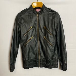 Vintage Priorities Black Leather Moto Jacket -L
